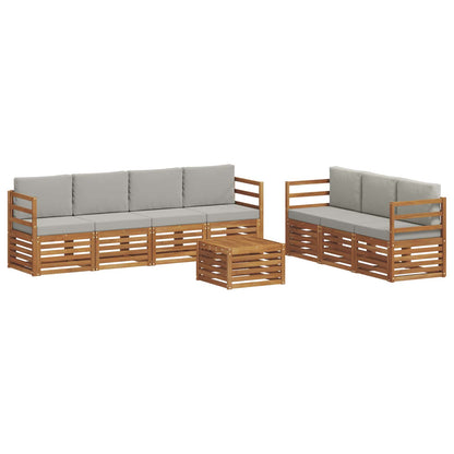 Set divani con cuscino 8 pcs Grigio Naturale e Chiaro