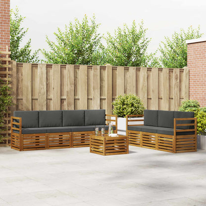 Set divani 8 pcs Naturale e Antracite Legno di Acacia Massello