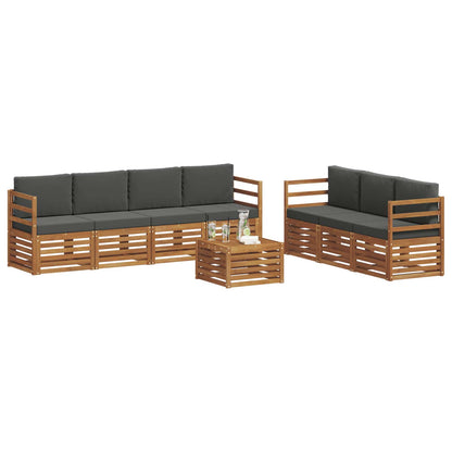 Set divani 8 pcs Naturale e Antracite Legno di Acacia Massello | homemem39