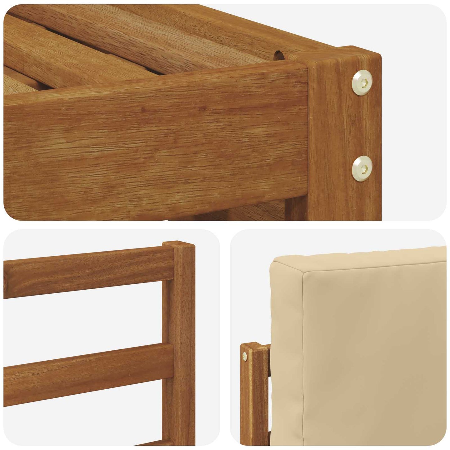 Set divani 8 pcs Naturale e Beige Legno di Acacia Massello | homemem39