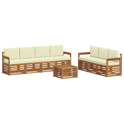 Set divani 8 pcs Naturale e Crema Legno di Acacia Massello | homemem39