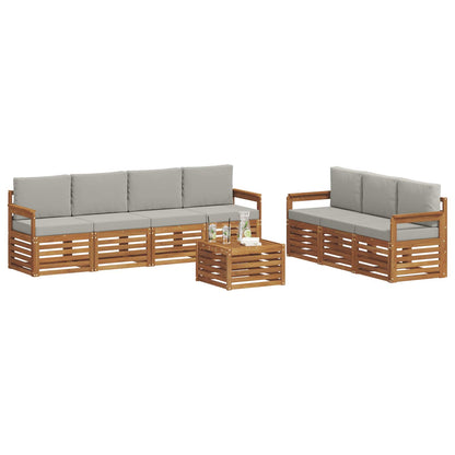Set divani con cuscino 8 pcs Grigio Naturale e Chiaro