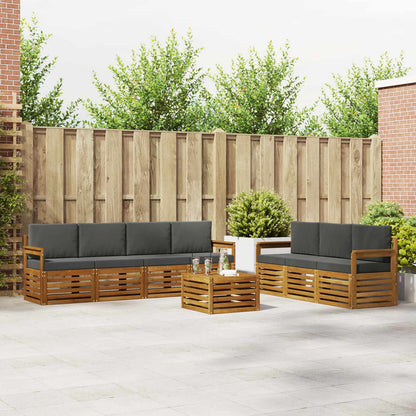 Set divani 8 pcs Naturale e Antracite Legno di Acacia Massello