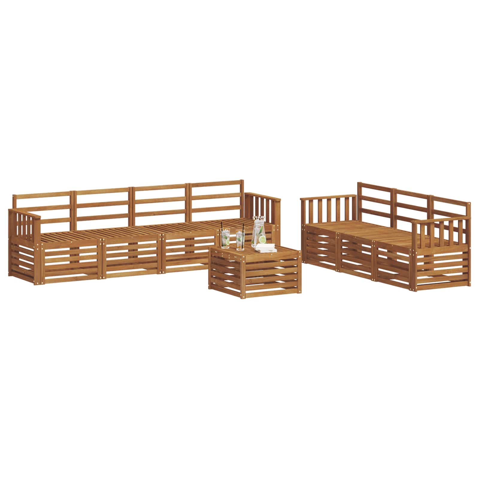 Set divani 8 pcs Naturale Legno di Acacia Massello | homemem39