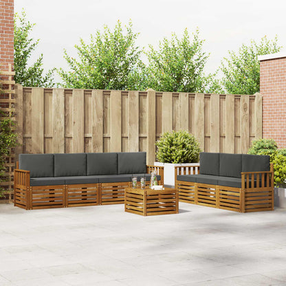 Set divani 8 pcs Naturale e Antracite Legno di Acacia Massello
