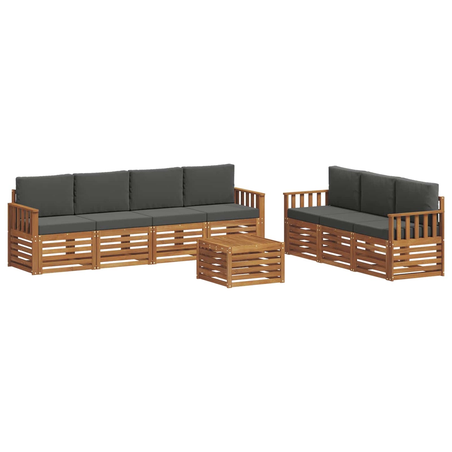 Set divani 8 pcs Naturale e Antracite Legno di Acacia Massello | homemem39