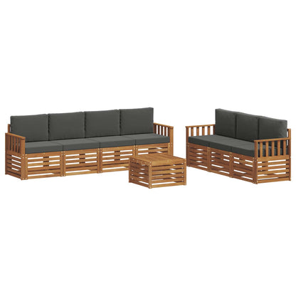 Set divani 8 pcs Naturale e Antracite Legno di Acacia Massello | homemem39