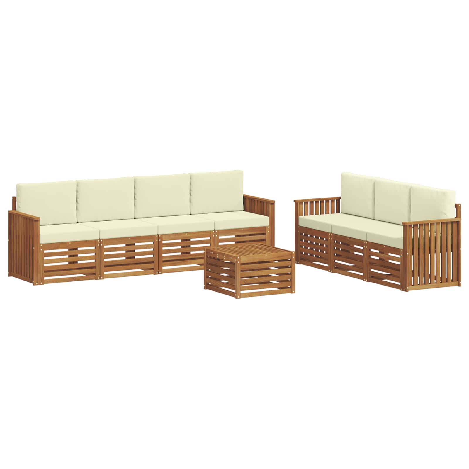 Set divani 8 pcs Naturale e Crema Legno di Acacia Massello | homemem39