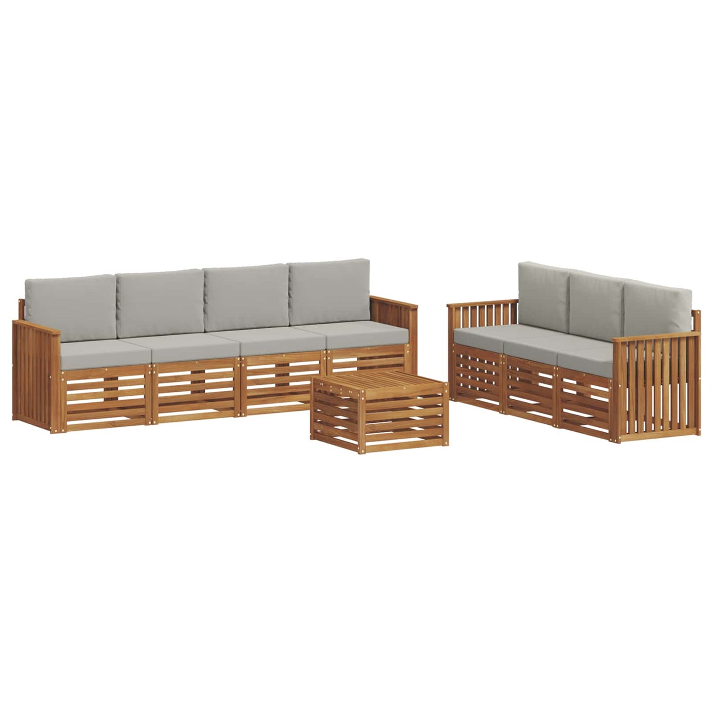 Set divani con cuscino 8 pcs Grigio Naturale e Chiaro | homemem39