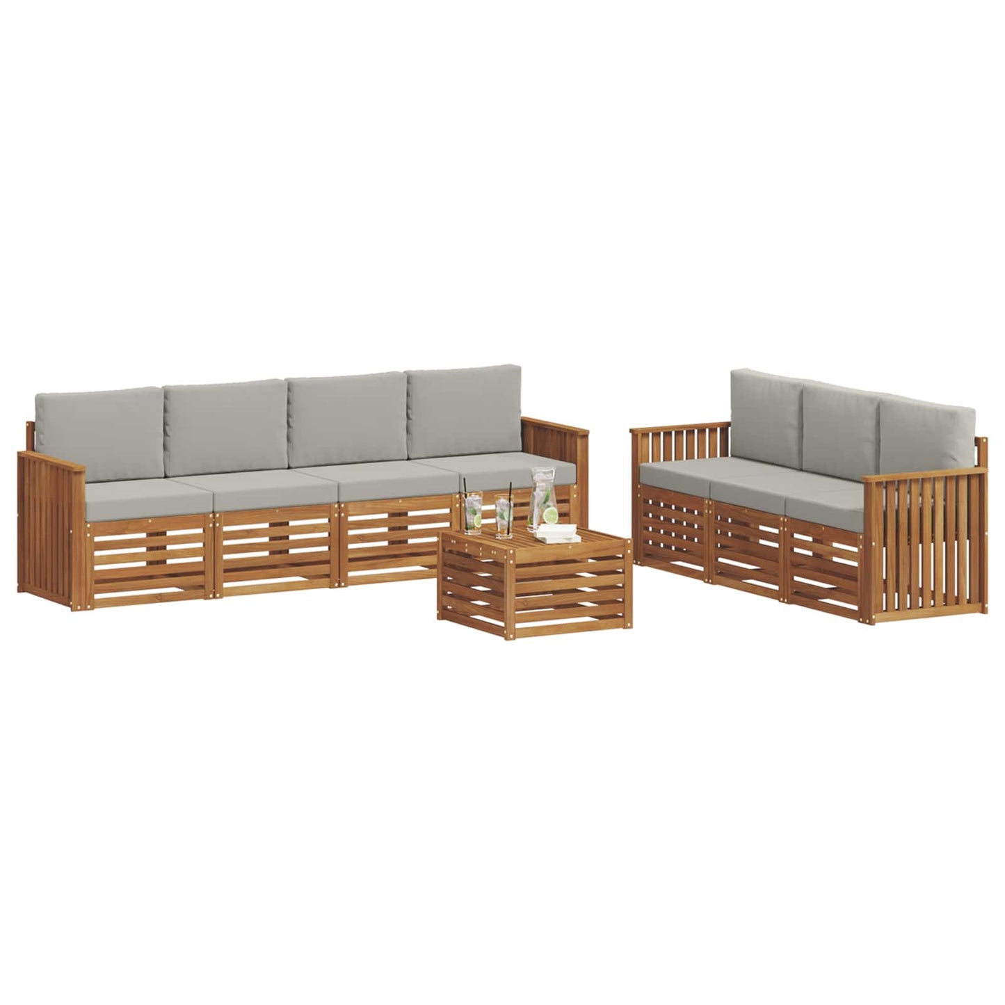 Set divani con cuscino 8 pcs Grigio Naturale e Chiaro | homemem39