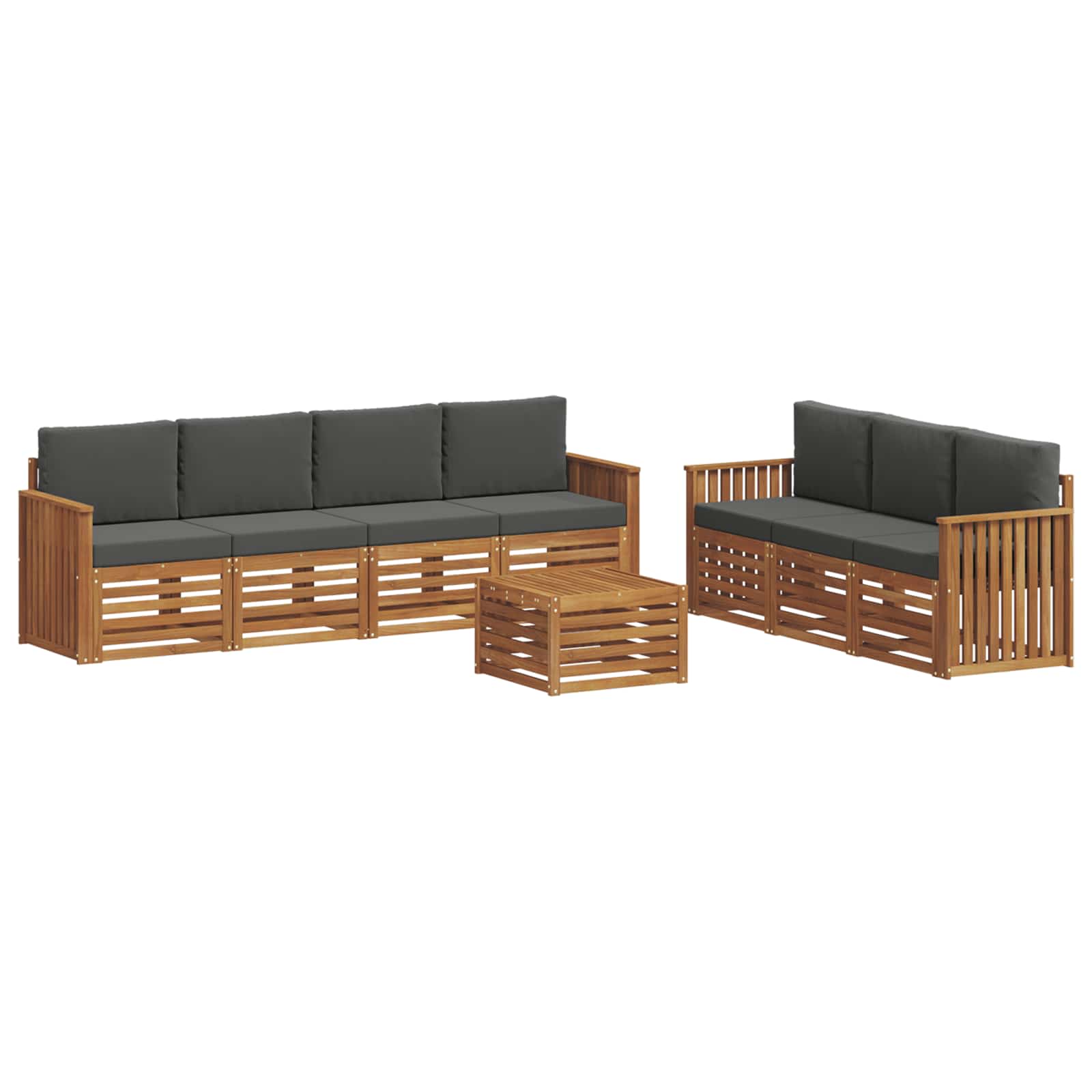 Set divani 8 pcs Naturale e Antracite Legno di Acacia Massello | homemem39