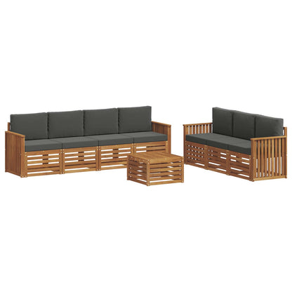 Set divani 8 pcs Naturale e Antracite Legno di Acacia Massello | homemem39