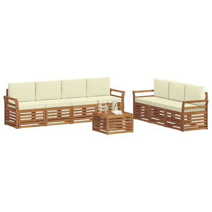 Set divani 8 pcs Naturale e Crema Legno di Acacia Massello | homemem39