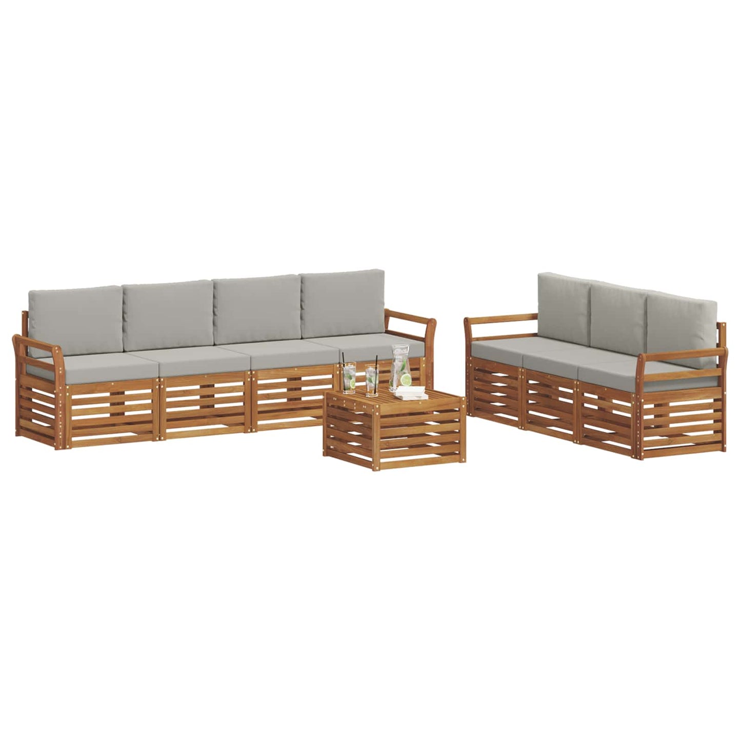 Set divani 8 pz Grigio Naturale e Chiaro