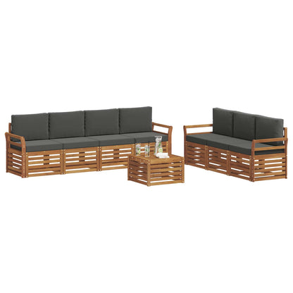 Set divani 8 pcs Naturale e Antracite Legno di Acacia Massello | homemem39