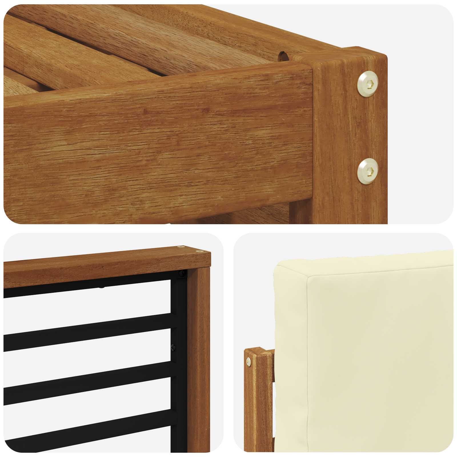 Set divani 8 pcs Naturale e Crema Legno di Acacia Massello | homemem39