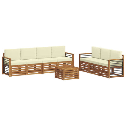 Set divani 8 pcs Naturale e Crema Legno di Acacia Massello