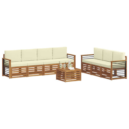 Set divani 8 pcs Naturale e Crema Legno di Acacia Massello | homemem39