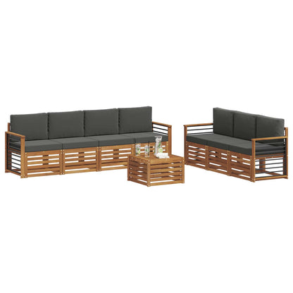Set divani 8 pcs Naturale e Antracite Legno di Acacia Massello | homemem39