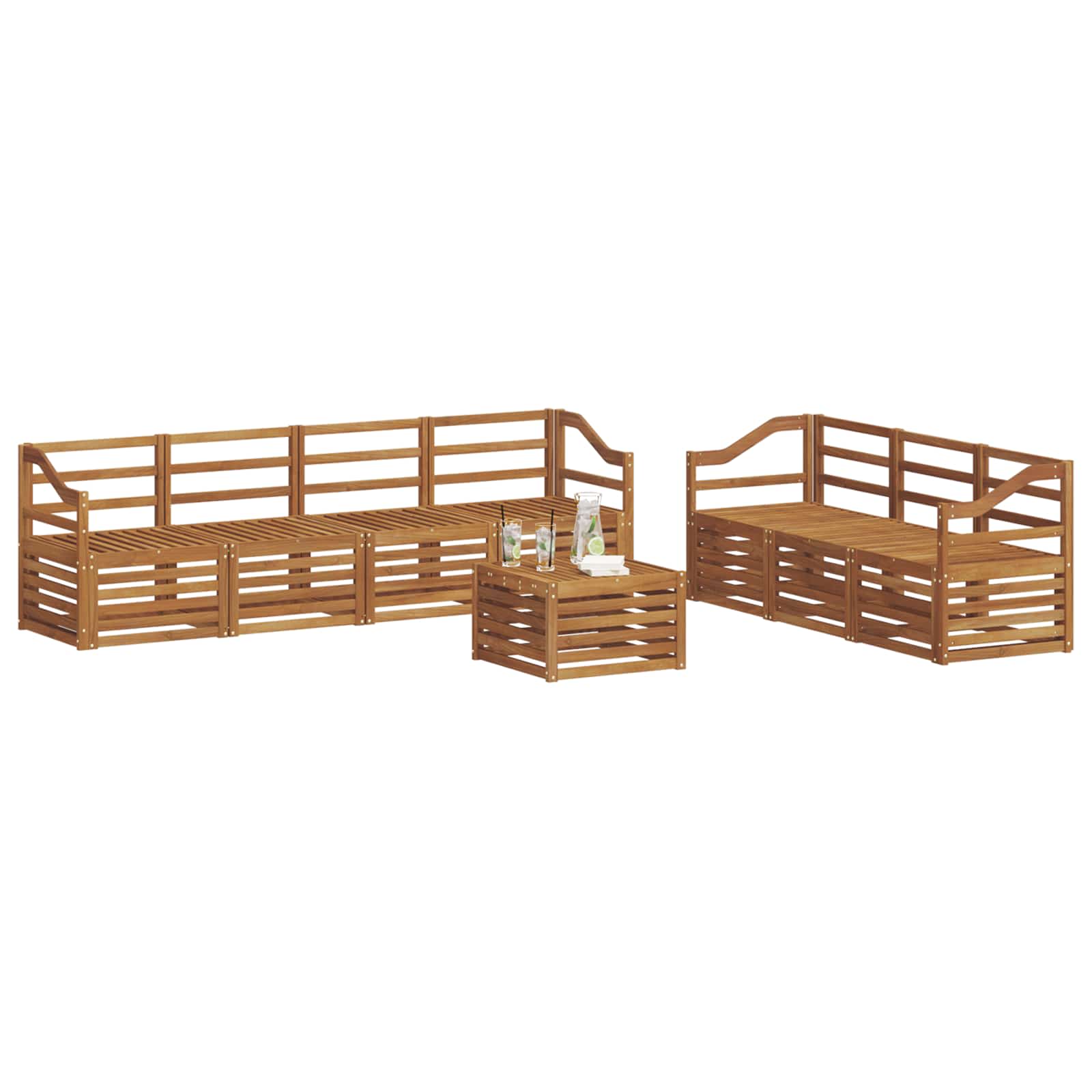 Set divani 8 pcs Naturale Legno di Acacia Massello | homemem39