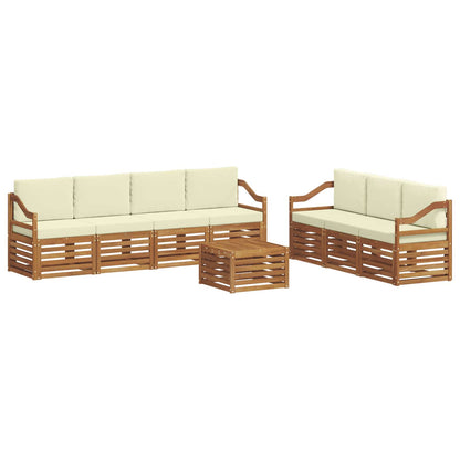 Set divani 8 pcs Naturale e Crema Legno di Acacia Massello | homemem39