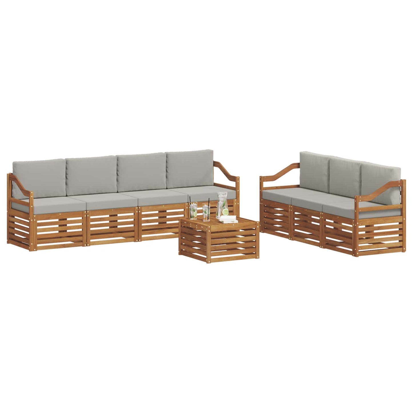 Set divani con cuscino 8 pcs Grigio Naturale e Chiaro | homemem39