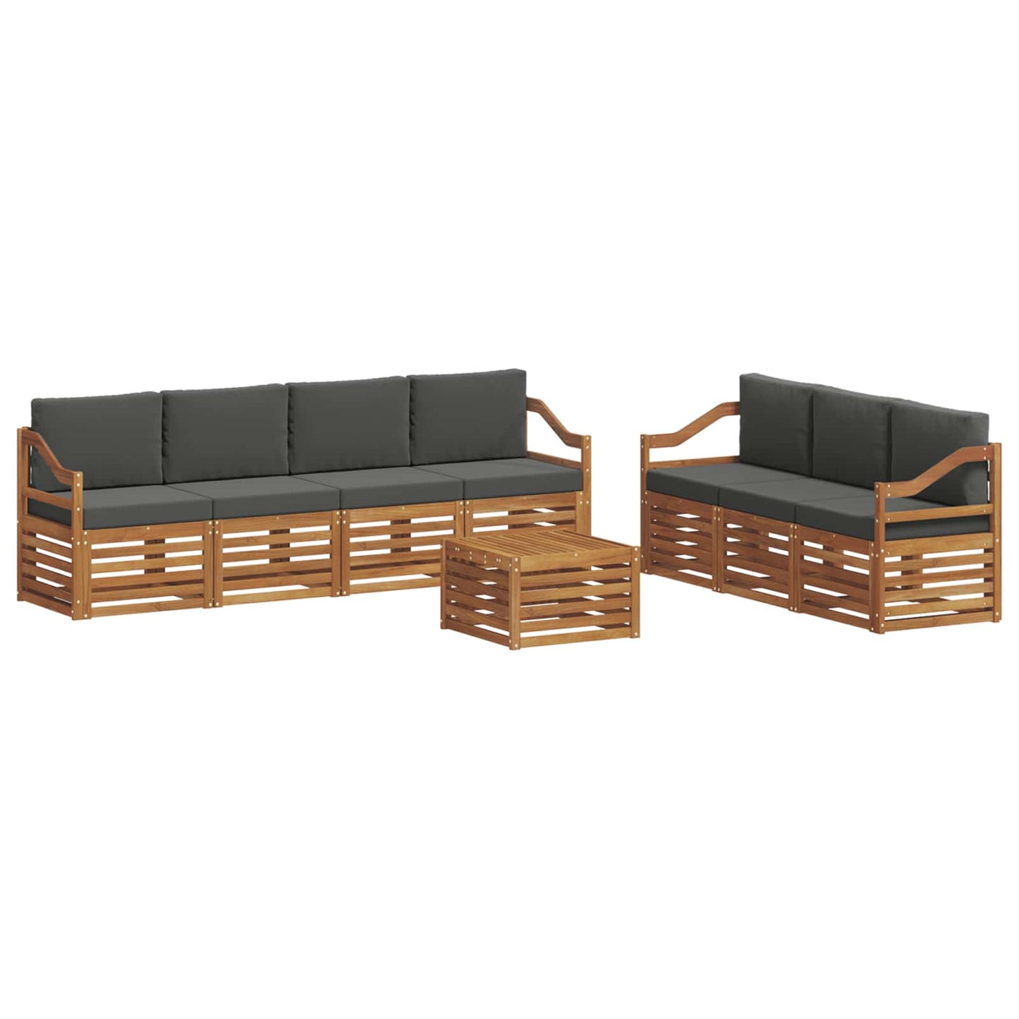 Set divani 8 pcs Naturale e Antracite Legno di Acacia Massello