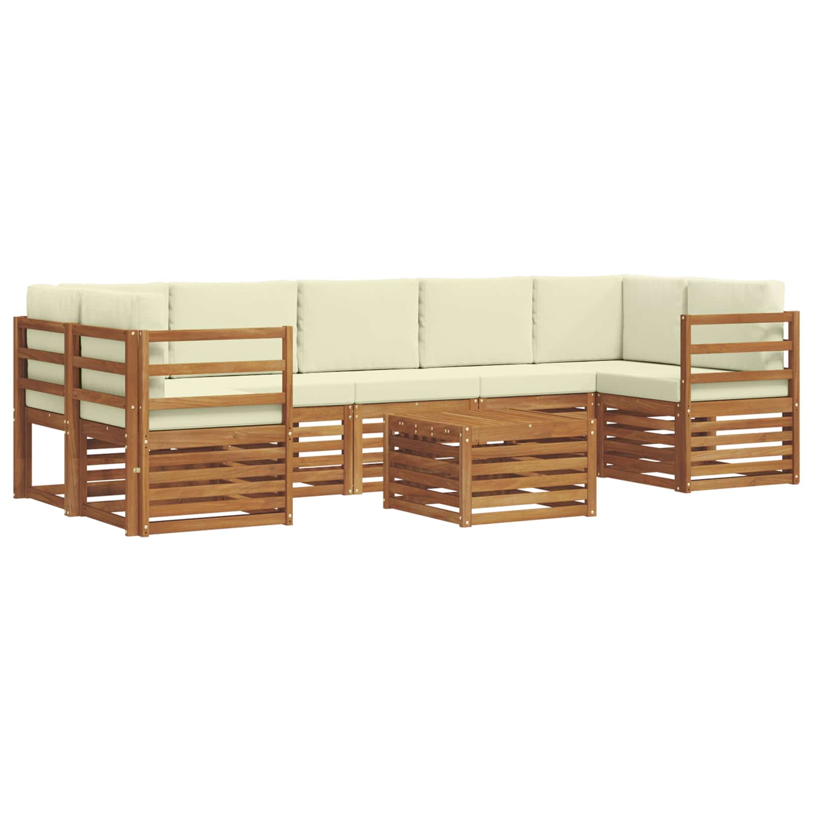 Set di divani da esterno con cuscino 8 pcs Naturale e Crema | homemem39