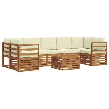 Set di divani da esterno con cuscino 8 pcs Naturale e Crema | homemem39