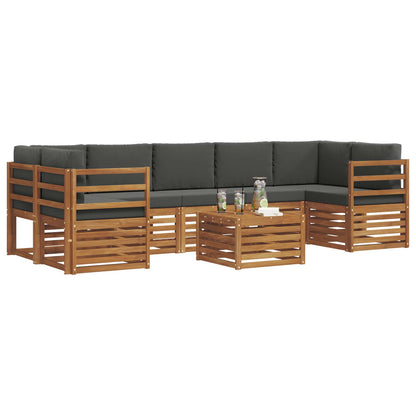 Set di divani da esterno con cuscino 8 pcs Naturale e Antracite | homemem39