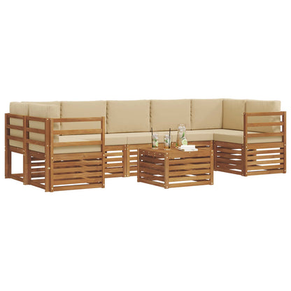 Set di divani da esterno con cuscino 8 pcs Naturale e Beige | homemem39