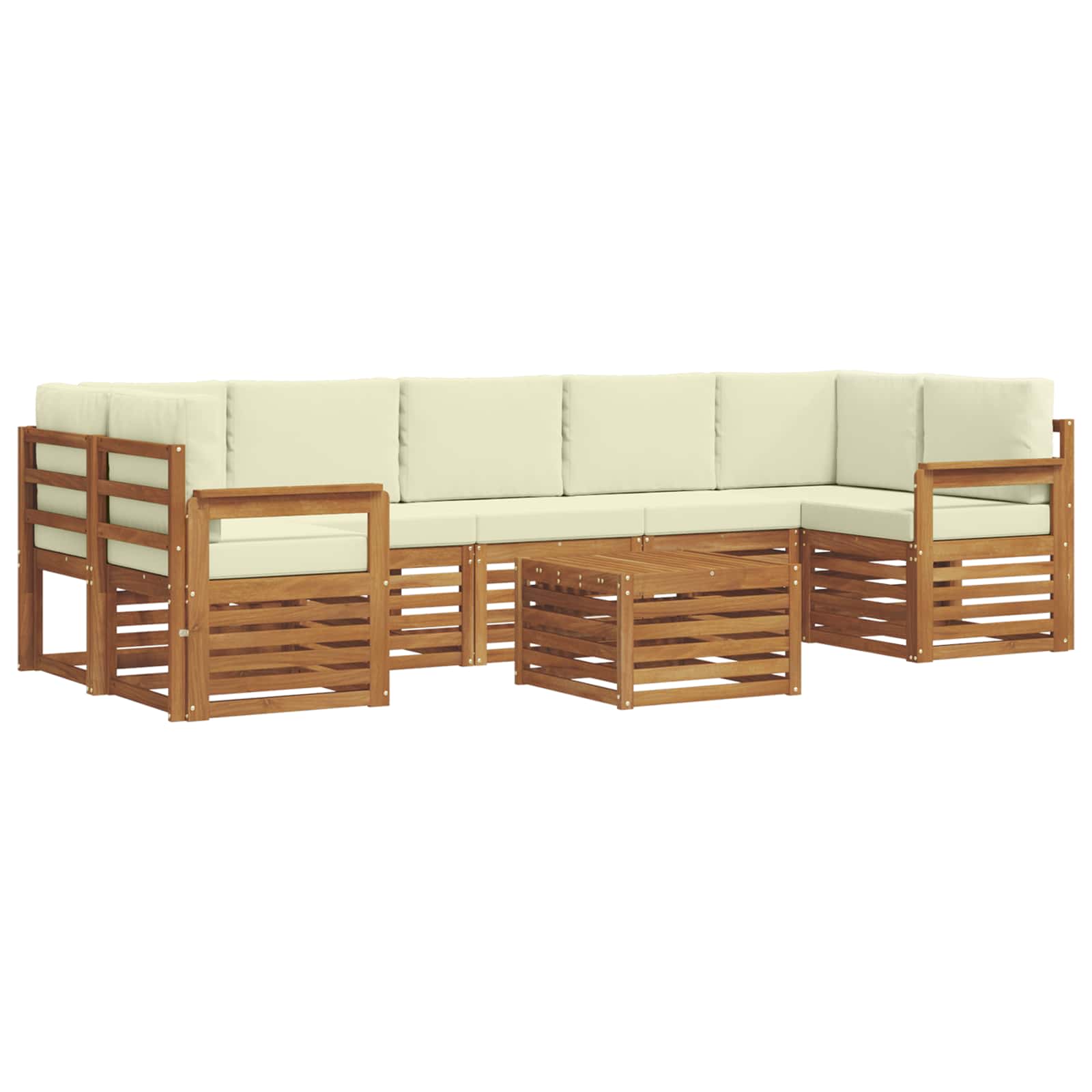 Set di divani da esterno con cuscino 8 pcs Naturale e Crema | homemem39