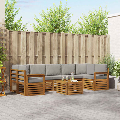 Set di divani da esterno 8 pcs Grigio Naturale e Chiaro