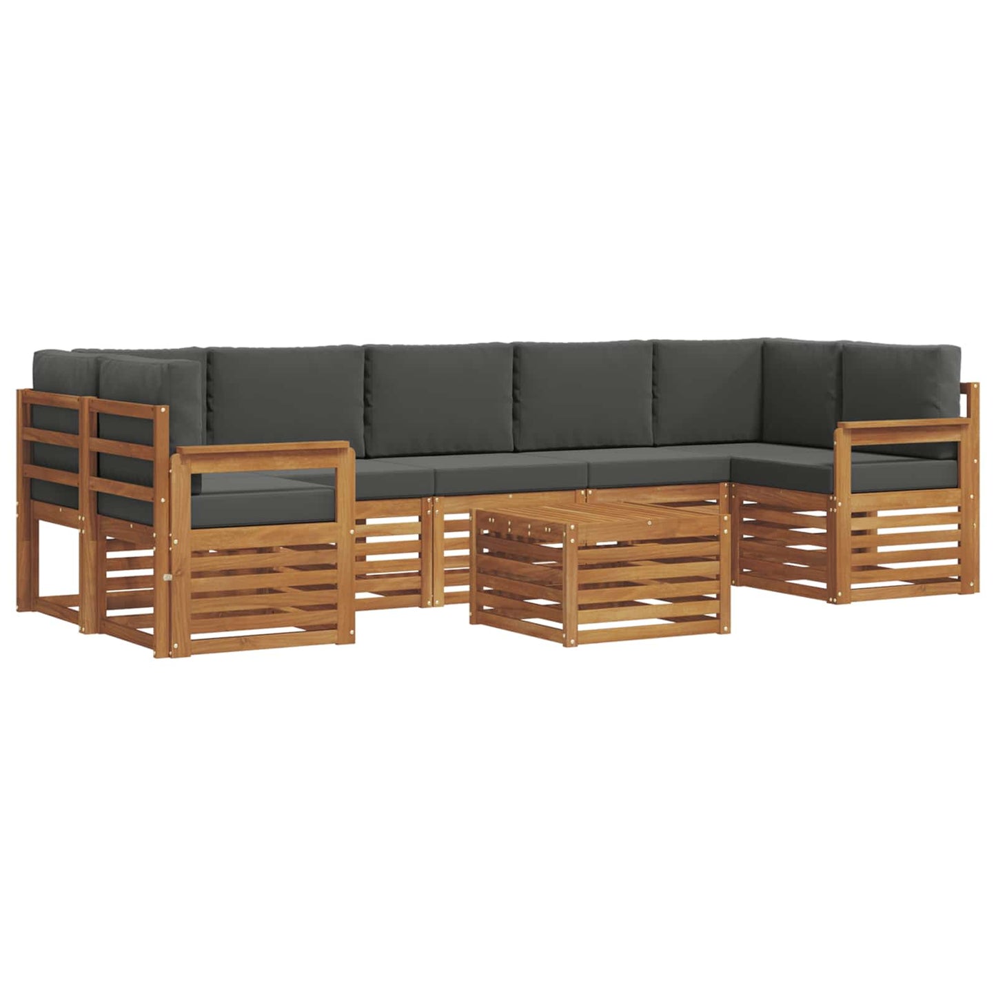 Set di divani da esterno con cuscino 8 pcs Naturale e Antracite