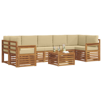 Set di divani da esterno con cuscino 8 pcs Naturale e Beige | homemem39