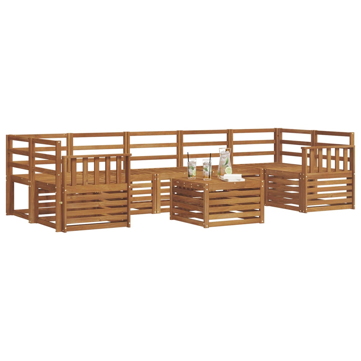 Set divani 8 pcs Naturale Legno di Acacia Massello | homemem39