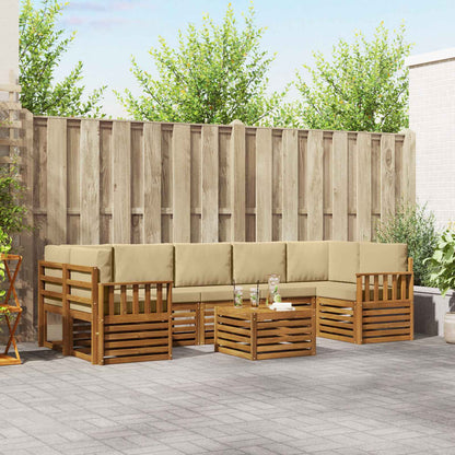 Set di divani da esterno con cuscino 8 pcs Naturale e Beige | homemem39