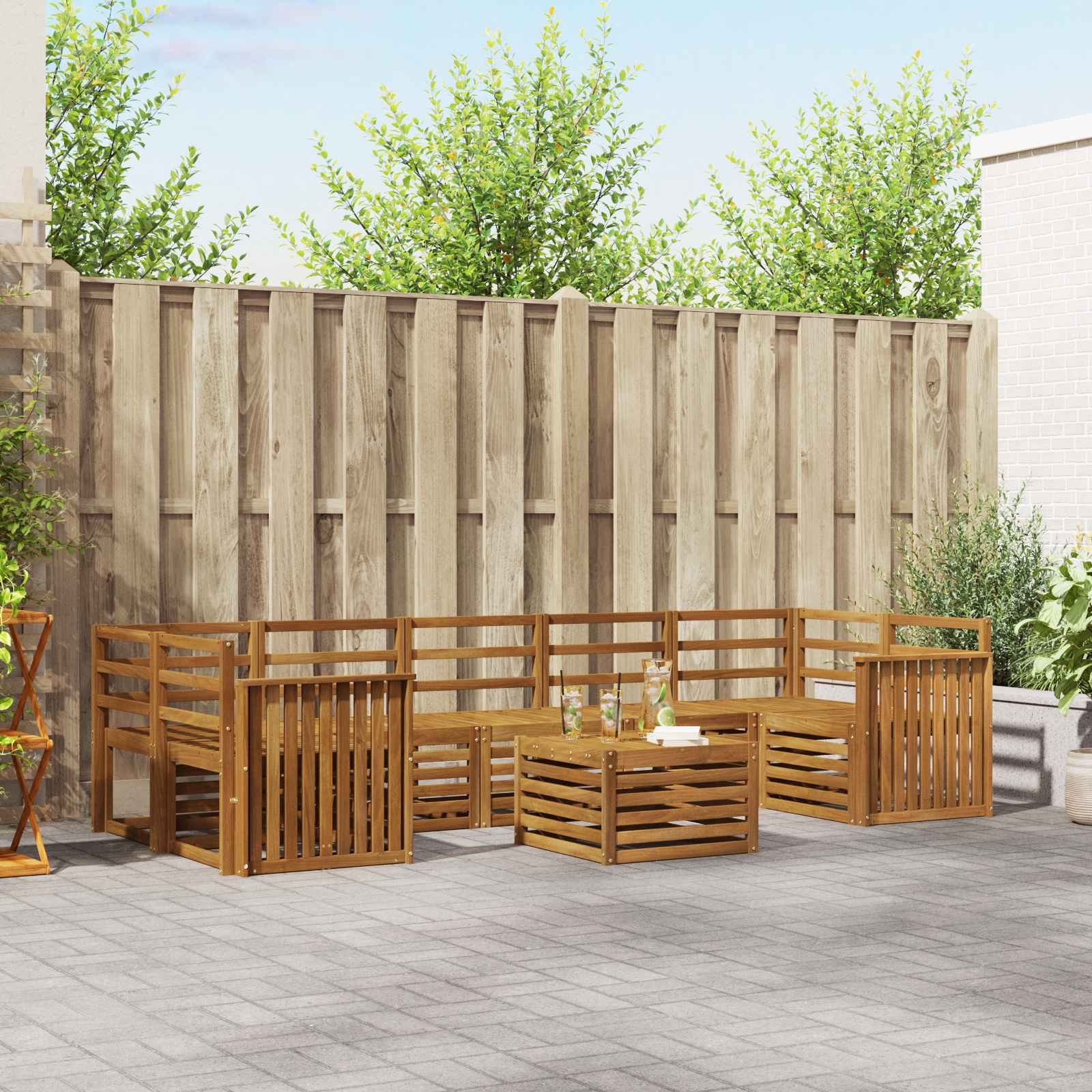 Set divani 8 pcs Naturale Legno di Acacia Massello | homemem39