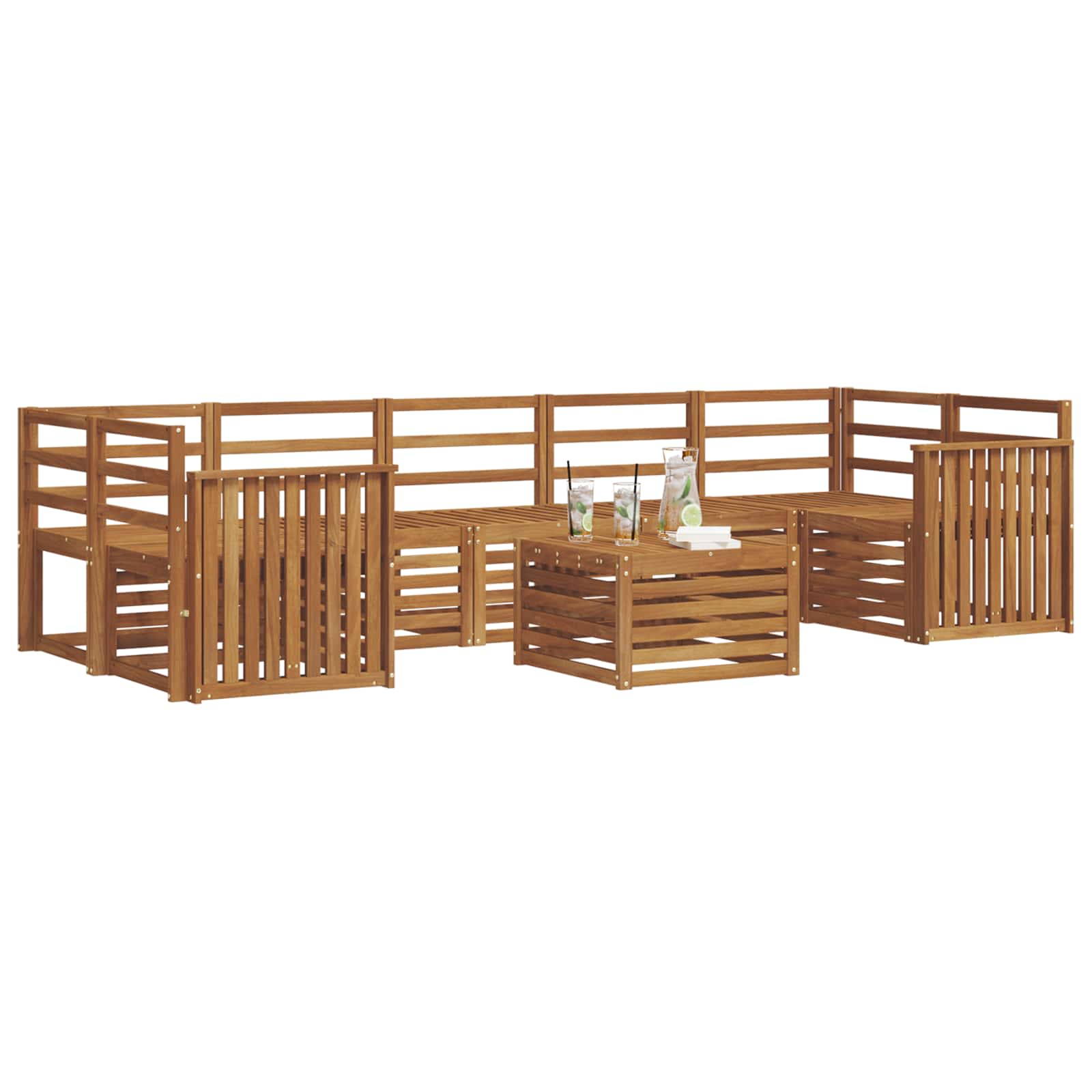 Set divani 8 pcs Naturale Legno di Acacia Massello | homemem39