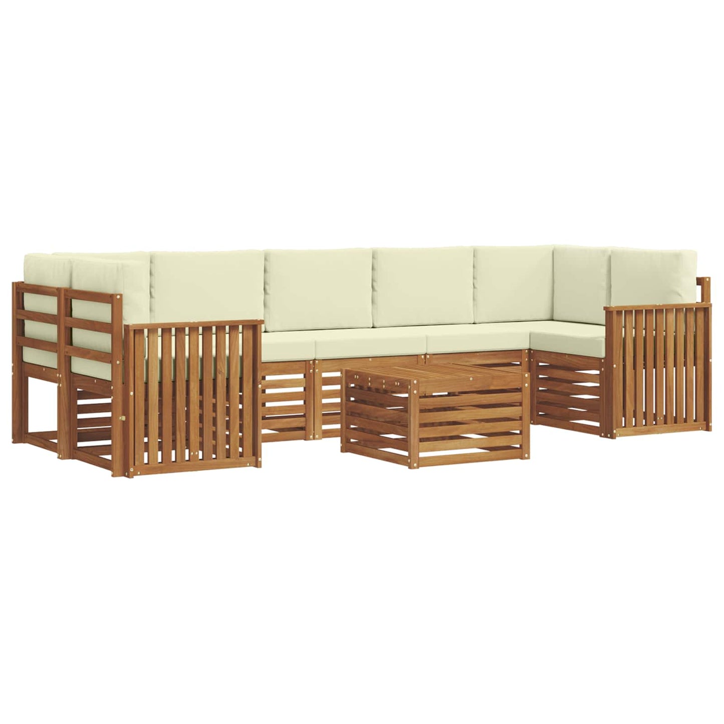 Set di divani da esterno con cuscino 8 pcs Naturale e Crema