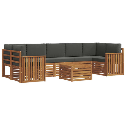 Set di divani da esterno con cuscino 8 pcs Naturale e Antracite | homemem39