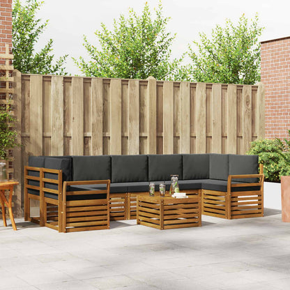 Set di divani da esterno con cuscino 8 pcs Naturale e Antracite | homemem39