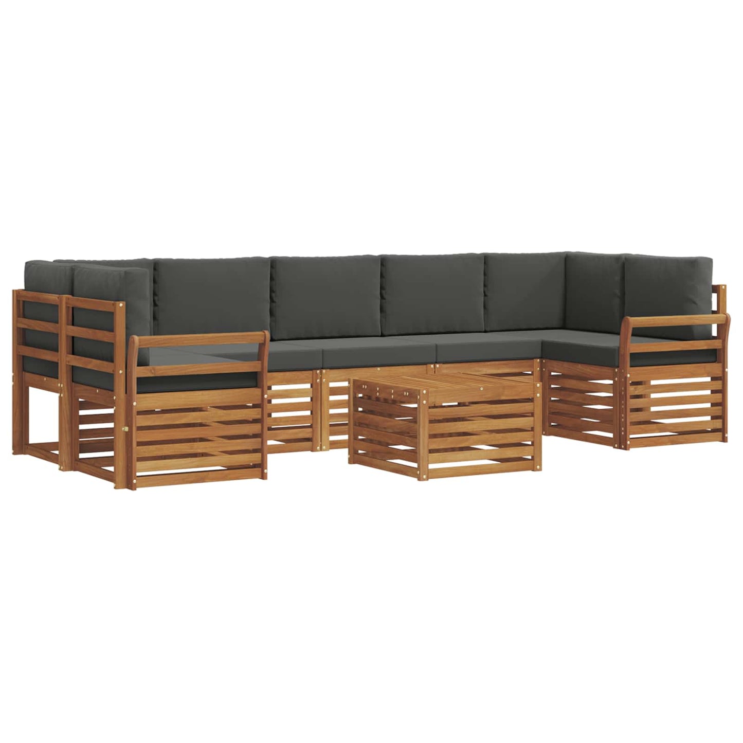 Set di divani da esterno con cuscino 8 pcs Naturale e Antracite | homemem39