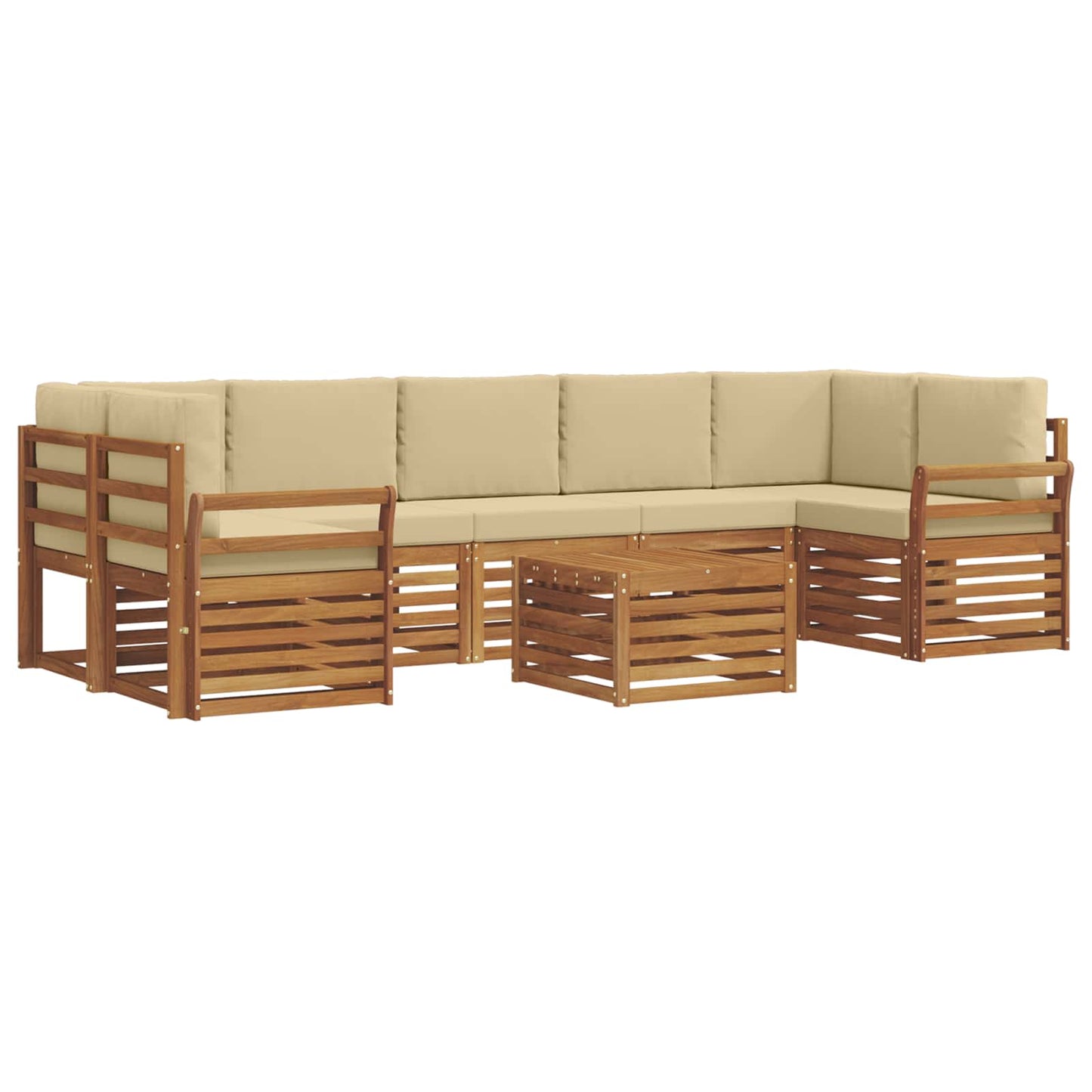 Set di divani da esterno con cuscino 8 pcs Naturale e Beige | homemem39