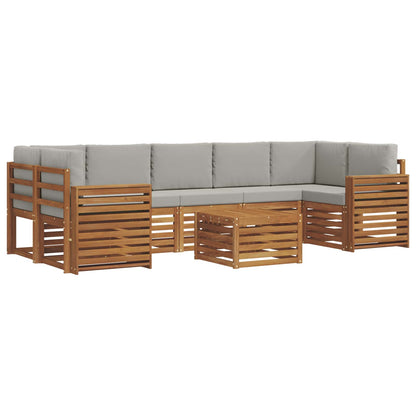 Set di divani da esterno 8 pcs Grigio Naturale e Chiaro | homemem39