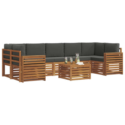 Set di divani da esterno con cuscino 8 pcs Naturale e Antracite | homemem39