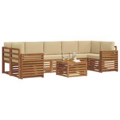 Set di divani da esterno con cuscino 8 pcs Naturale e Beige | homemem39