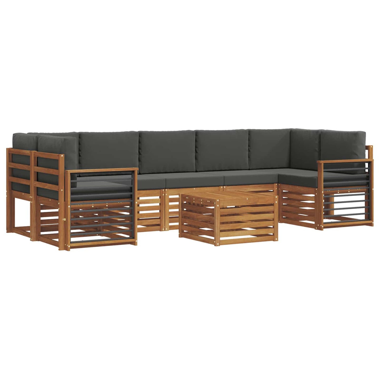 Set di divani da esterno con cuscino 8 pcs Naturale e Antracite | homemem39