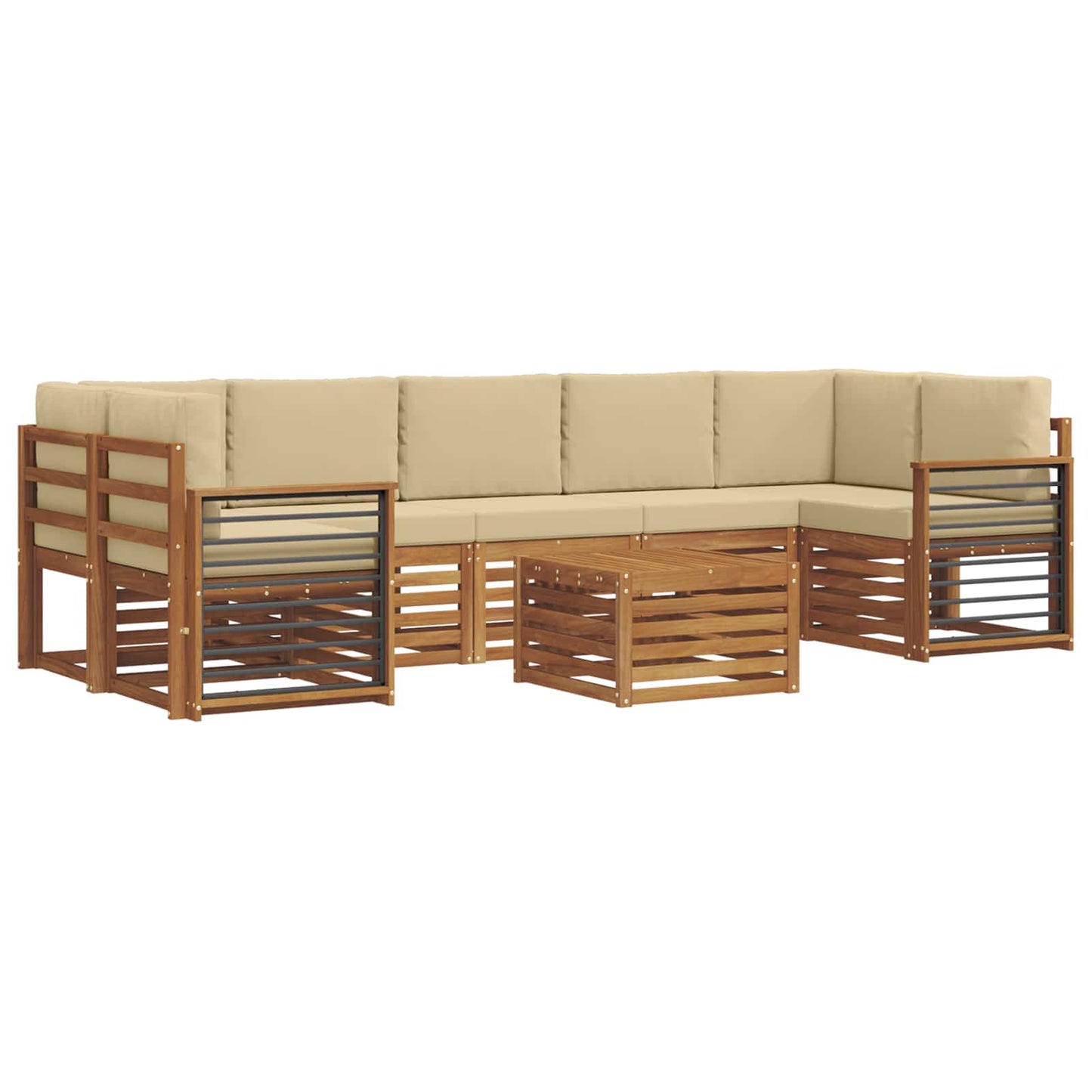 Set di divani da esterno con cuscino 8 pcs Naturale e Beige | homemem39