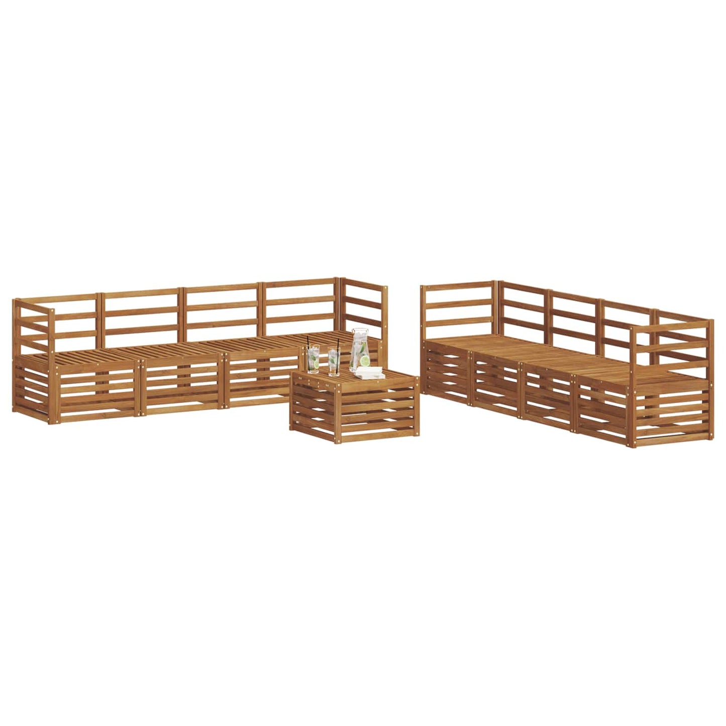 Set divani 9 pcs Naturale Legno di Acacia Massello | homemem39